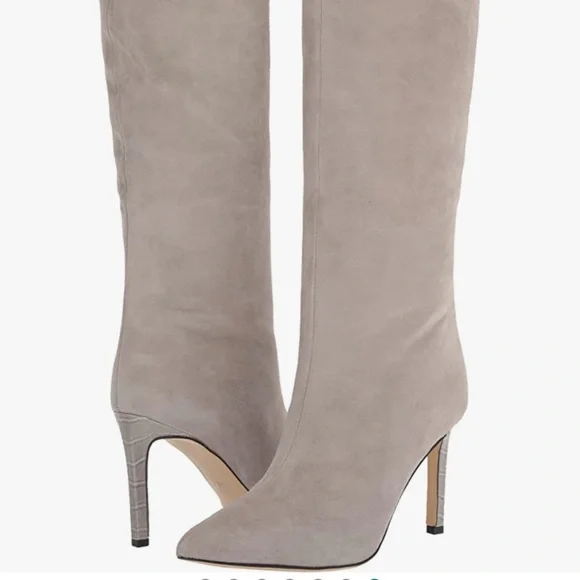 Dayton Faux-Suede Knee-High Boots Light Gray Size